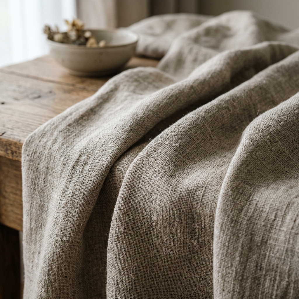 Classic textured woven linen fabric
